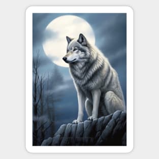 The Wolf  Worshipping The Full Moon Sticker